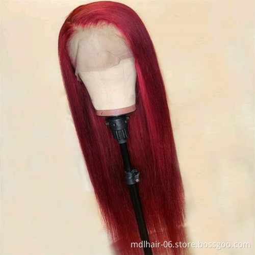 Hot Sale High Quality 13x4 Lace Frontal Wigs 99J 150% Density Straight Brazilian Human Hair Wigs Factory Wholesale